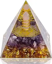 Orgone Crystal Pyramid, Small Orgonite Pyramid Porstive Energy Generator, Healing Crystal Pyramid for Resist Stress, Bring Good Luck and Wealth (Amethyst2)