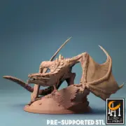 YOUNG MAGMA DRAGON BLACK ZOMBIE DRAKE D&D RPG War Gaming Proxy Lord of the Print