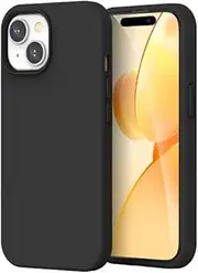 ZUSLAB Case for iPhone 15 Plus Liquid Silicone Anti-Scratch Gel Rubber Shockproof Protective Cover with Soft Microfiber Lining for Apple (2023) - Black