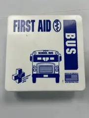 Vintage Plastic box First Aid Kit School Bus Kit Fully Stocked