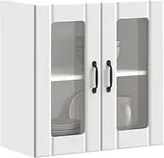 Lucca White Engineered Wood Kitchen Wall Cabinet with Glass Doors - 60x31x60cm, High Storage Capacity, Modern Pantry Design
