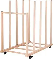 Somime Extra Large Art Canvas Storage Rack, Art Drying Rack, Wooden Canvas Boards Rack with Handle and Caster Wheels for Drawing Boards, Panels, Artwork in Art Studio/Gallery