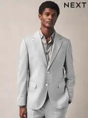 Light Blue Tailored Fit Textured Suit Jacket (E93232) | $200