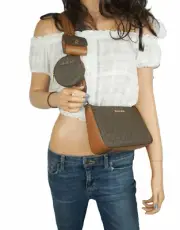 MICHAEL KORS JET SET SMALL CROSSBODY BAG WITH TECH ATTACHED MK BROWN