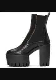 Stella Mccartney Black Monster Platform Ankle Boots Crocodile Pattern (Size 9.5)
