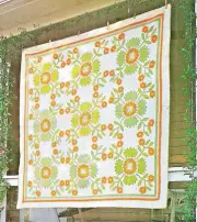 WHIG ROSE (ORANGE & GREEN) --- APPLIQUE & BLOCK VINTAGE QUILT PATTERN