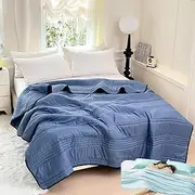 Nuvodreams Cooling Blanket Queen, Silk Cooling Blanket Queen for Hot Sleeper, Comforter Set with 2 Same Color Pillowcases, Lightweight, Smooth and Breathable, Must-Have for Summer (Night Blue,60*79in)