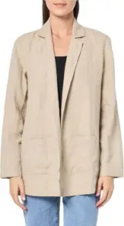 Eileen Fisher Wheat Linen Notch Collar Blazer Women's Large NWT