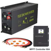8000w Power Pure Sine Wave Inverter 24V to 240V Solar 60A MPPT Charge Controller