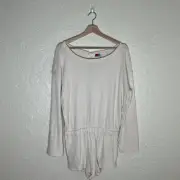 Free People Beach Women's Cream Long Sleeve Open Back Captain Romper Small NWT