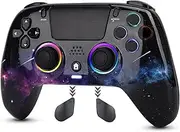 DuLingKer Wireless Game Controller Kompatibel für PS4, Hall Effect Stick/Trigger, RGB-Licht, Dual Vibration, Audio, M1/M2-Taste, PS4/Pro/Slim