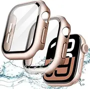 [JETech] Waterproof Case with Screen Protector for Apple Watch Series 10 42mm, Built-in Tempered Glass Film Hard PC Bumper Full Protective Cover, 2 Pack (Rose Gold)