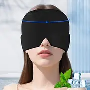 Migraine Relief Cap, Ice Cap for Migraines, Hot & Cold Therapy Hat, Cool Gel Head Wrap, Migraine Relief Products Device for Tension & Stress, Sinus, Puffy Eyes, Hangover and Stress Relief (black)
