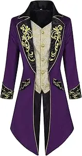 [Generic] Men's Steampunk Vintage Tailcoat Jacket - Gothic Medieval Frock Coat,Embroidery Vintage Gothic Steampunk Tuxedo for Beast Costume, Circus Jacket, Vampire Costume