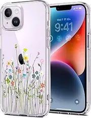 Unov Case Compatible with iPhone 14 Case iPhone 13 Case Clear with Design Embossed Floral Pattern Soft TPU Bumper Slim Protective 6.1 Inch (Flower Bouquet)