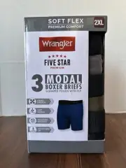 WRANGLER FIVE STAR SOFT FLEX MODAL BOXERS BRIEFS 3 PACK 6 in. Inseam Sz. 2XL