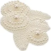 HOMSFOU 2Pcs Imitation Pearl Decorative Repair Patches for DIY Clothing Wedding Dress Hats Bags Elegant Appliques for Embellishing Garments and Accessories