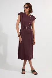 Petite Soft Twill Relaxed Midi Dress