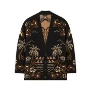 [Alanui] Alanui Glimpse Of Eden Palm-tree Paisley Cardigan L BLACK/BROWN