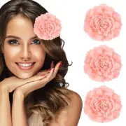3 Pcs Peony Flowers Hair Clip, 4.7" Artificial Fabric Flower, Pink