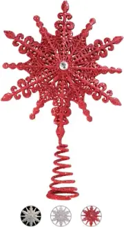 Christmas Traditions 8 Inch Red Glittered Filigree Christmas Star Tree Topper St