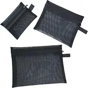 [BAZEITFLOW] 3Pcs Portable Mesh Makeup Bags Zipper Closure Travel Pouches for Cosmetics Storage for Home Organization Go Use Versatile Toiletries Bag for Women