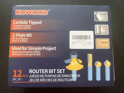 KOWOOD Router Bits Set of 12 Pieces 1/2 Inch Woodwork Tools for Beginners