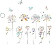 Window Clings, 2 Sheet Electrostatic Flower Window Stickers, Reusable Flower Glass Stickers