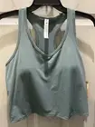 New!AVIA Grayed Teal V Neck Ribbed Crop Top With Mesh Bra With Pads.Sz L(12-14).