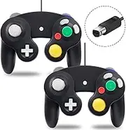 2 pack GC Controller, Wired Controller for PC Wii Nintendo Gamecube (Black)