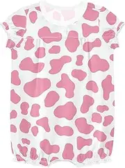 [miaozhen] Baby Girl 1-Piecing Rompers Ruffle Sleeve Casual Summer Jumpsuit Cotton Cute Baby Girl Clothes 12M peach cow pattern ropa de carters para nina, Peach Cow Pattern