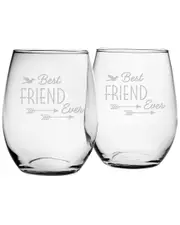 Susquehanna Glass Set of 2 Best Friend Ever Stemless Wine Glasses