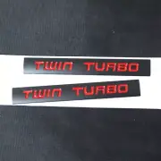 2PCS Matte TWIN TURBO Black Red Metal Badge Emblem Decal Sticker 3D Racing Grand (for: Porsche)
