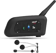 EJEAS V6 Pro Motorcycle Bluetooth Headset, 2 Riders Intercom Bluetooth 5.1 Helmet Communication System with Hands-Free Call and Noise Reduction for Motorcycling Skiing and Climbing (1 Pack)