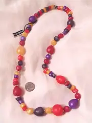 Vtg NWT Colorful Lucite Candy Jewel Multi Colored Beads Beaded "24 Long Necklace