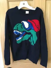 NWT Gymboree Boy Sweater Pullover Navy Blue Dinosaur Christmas Holiday Outlet