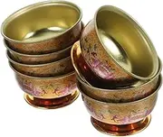 Ciieeo 7pcs Holy Water Offering Cup Copper Lotus Pattern Buddhist Altar Cup Mini Water Offering Bowl for Meditation Yoga Burning Incense Ritual Smudging Supplies
