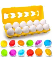 Easter Baskets Stuffers Eggs Toys Gifts for Toddlers-12 Matching Eggs With Color