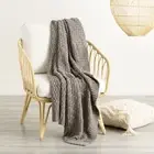 Renee Taylor Lenni Charcoal 130x170cm Cotton Knitted Sofa/Bed Throw Soft Blanket