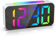 ORIA Digital Alarm Clock, RGB LED Alarm Clock, 6.9Inch Bedroom Clock with Dual Alarms, 3 Level Volume, 8 Color Modes, 10 Color Night Light, Adjustable Brightness, Snooze Funtion, for Kids Teens