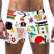 [VBFOFBV] Men's Printed Jammer Swimsuit Swim Shorts, Japanese Blossoms Flower Blue Vintage