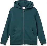 [Amazon Essentials] Boys' Fleece Zip-Up Hoodie Sweatshirt, Dark Green, Medium