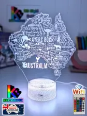 Australia Map Souvenir Gift 3D LED Battery USB Night Light Colour Change Lamp