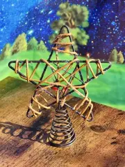 Mini RATTAN TWIG WIRE COUNTRY STAR Christmas Tree Topper New