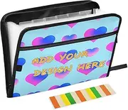 Custom Expanding Folder 13 Pockets A4 Letter Size Personalizable Hanging Expandable File with Zipper Closure for Office Supply Pink Blue Gradient Valentine Love para guardar documentos