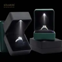 在飛比找momo購物網優惠-【SOLARFRi】LED燈鑽戒指盒首飾盒 方型優雅氣質感(