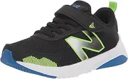 [New Balance] Kids 545 Bungee Lace with Top Strap Running Sport Sneakers Shoes Black/Pixel Green/Cobalt 3 M