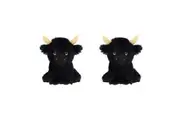 2x Keeleco Shaggy Cow Soft Stuffed Animal Plush Kids Children Toy 18cm Black 3+