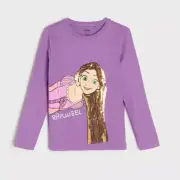Disney Rapunzel Tangled Toddler Girl T-Shirt Purple Sequins Cotton 3T NEW