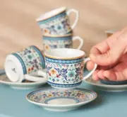 6-Piece Turkish Arabic Coffee Cup Set 80ml - Porcelain Coffee Cup & Espresso Cup